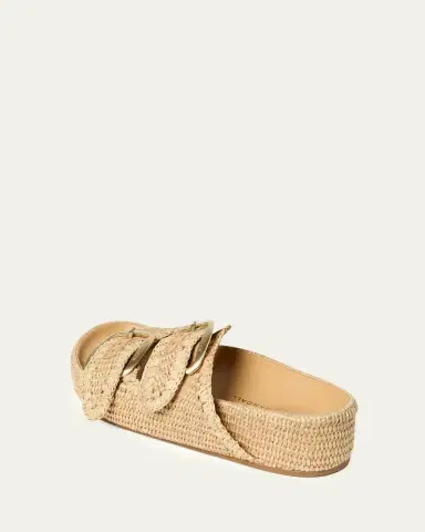 Loeffler Randall Nico Natural Dual-Buckle Slide Sandals | Thumbnail 2 Loeffler Randall Nico Natural Dual-Buckle Slide Sandals | Thumbnail 2