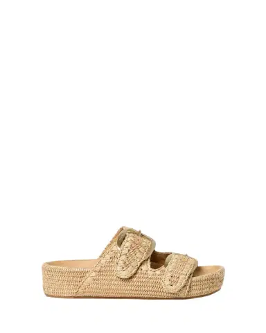 Loeffler Randall Nico Natural Dual-Buckle Slide Sandals | Thumbnail 1 Loeffler Randall Nico Natural Dual-Buckle Slide Sandals | Thumbnail 1