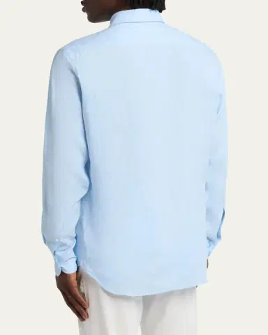 ZEGNA Men's Oasi Lino Solid Sport Shirt | Thumbnail 3 ZEGNA Men's Oasi Lino Solid Sport Shirt | Thumbnail 3