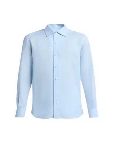 ZEGNA Men's Oasi Lino Solid Sport Shirt | Thumbnail 1 ZEGNA Men's Oasi Lino Solid Sport Shirt | Thumbnail 1