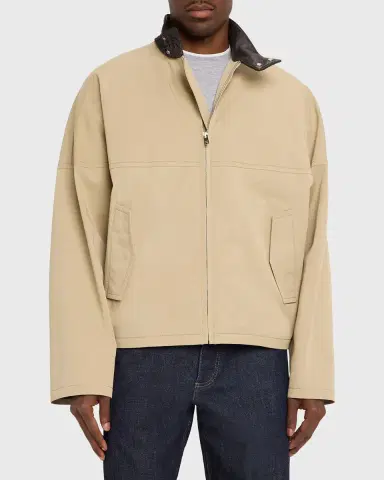 Bottega Veneta Men's Intrecciato Leather-Collar Cotton Blouson | Thumbnail 8 Bottega Veneta Men's Intrecciato Leather-Collar Cotton Blouson | Thumbnail 8
