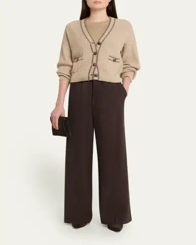 Brunello Cucinelli Shimmering Cashmere Short-Sleeve Crewneck Sweater | Thumbnail 2 Brunello Cucinelli Shimmering Cashmere Short-Sleeve Crewneck Sweater | Thumbnail 2