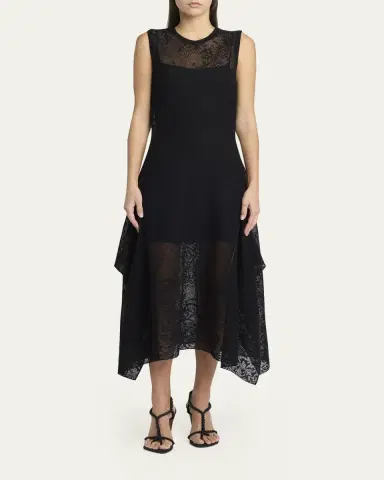 McQueen Floral Lace Semi-Sheer Sleeveless Dress | Thumbnail 2 McQueen Floral Lace Semi-Sheer Sleeveless Dress | Thumbnail 2