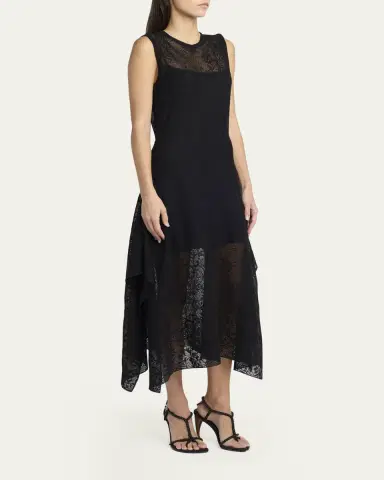McQueen Floral Lace Semi-Sheer Sleeveless Dress | Thumbnail 4 McQueen Floral Lace Semi-Sheer Sleeveless Dress | Thumbnail 4