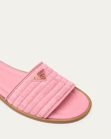 Prada Triangle Logo Raffia Flat Slide Sandals | Thumbnail 5 Prada Triangle Logo Raffia Flat Slide Sandals | Thumbnail 5
