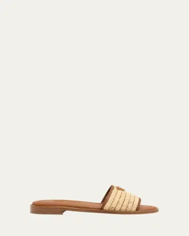 Prada Triangle Logo Raffia Flat Slide Sandals | Thumbnail 6 Prada Triangle Logo Raffia Flat Slide Sandals | Thumbnail 6