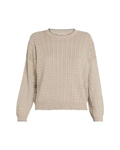 Brunello Cucinelli Shimmering Cable Knit Crewneck Sweater | Thumbnail 1 Brunello Cucinelli Shimmering Cable Knit Crewneck Sweater | Thumbnail 1