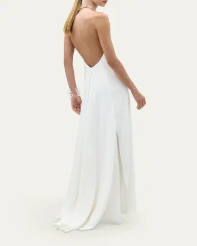 Silvia Tcherassi Rowan Gathered Plunging Halter Maxi Dress | Thumbnail 3 Silvia Tcherassi Rowan Gathered Plunging Halter Maxi Dress | Thumbnail 3