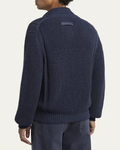 Zegna Men's Cotton and Silk Knit Cardigan | Thumbnail 3 Zegna Men's Cotton and Silk Knit Cardigan | Thumbnail 3
