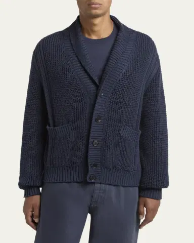 Zegna Men's Cotton and Silk Knit Cardigan | Thumbnail 4 Zegna Men's Cotton and Silk Knit Cardigan | Thumbnail 4