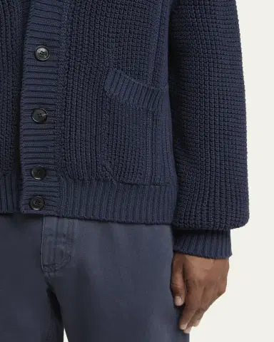 Zegna Men's Cotton and Silk Knit Cardigan | Thumbnail 5 Zegna Men's Cotton and Silk Knit Cardigan | Thumbnail 5
