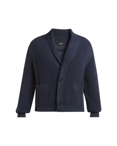 Zegna Men's Cotton and Silk Knit Cardigan | Thumbnail 1 Zegna Men's Cotton and Silk Knit Cardigan | Thumbnail 1