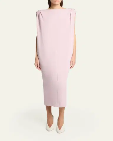 Balenciaga Gathered-Shoulder High-Neck Midi Sack Dress | Thumbnail 2 Balenciaga Gathered-Shoulder High-Neck Midi Sack Dress | Thumbnail 2