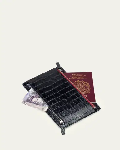 Smythson Mara Croc-Embossed Leather Multi-Zip Currency Case | Thumbnail 3 Smythson Mara Croc-Embossed Leather Multi-Zip Currency Case | Thumbnail 3