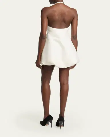 Balenciaga Sleeveless Silk-Wool Crepe Balloon Mini Halter Dress | Thumbnail 3 Balenciaga Sleeveless Silk-Wool Crepe Balloon Mini Halter Dress | Thumbnail 3