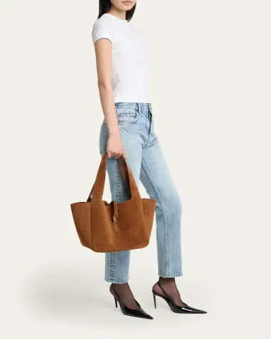 Saint Laurent Le 5 à 7 Bea Small Tote Bag in Suede | Thumbnail 5 Saint Laurent Le 5 à 7 Bea Small Tote Bag in Suede | Thumbnail 5
