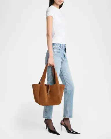 Saint Laurent Le 5 à 7 Bea Small Tote Bag in Suede | Thumbnail 9 Saint Laurent Le 5 à 7 Bea Small Tote Bag in Suede | Thumbnail 9
