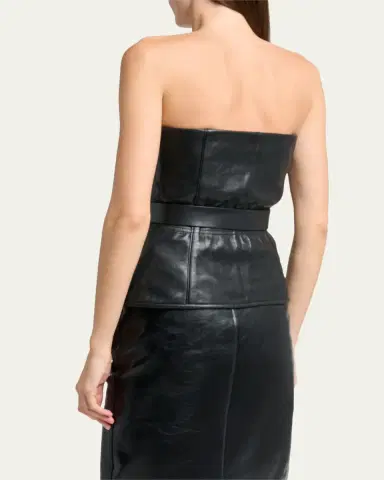 Saint Laurent Belted Leather Biker Bustier Top | Thumbnail 3 Saint Laurent Belted Leather Biker Bustier Top | Thumbnail 3