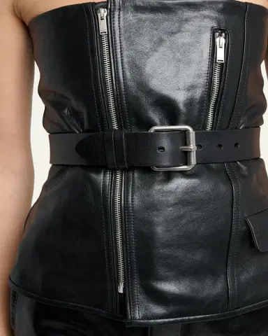 Saint Laurent Belted Leather Biker Bustier Top | Thumbnail 5 Saint Laurent Belted Leather Biker Bustier Top | Thumbnail 5
