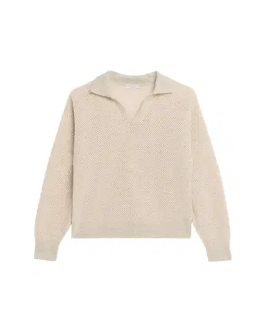 Brunello Cucinelli Shimmering Mohair Net Knit Polo Sweater | Thumbnail 1 Brunello Cucinelli Shimmering Mohair Net Knit Polo Sweater | Thumbnail 1