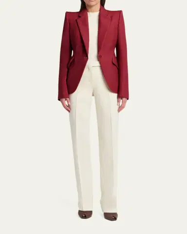 Alexander McQueen Certified Wool Mohair Single-Breasted Jacket | Thumbnail 2 Alexander McQueen Certified Wool Mohair Single-Breasted Jacket | Thumbnail 2