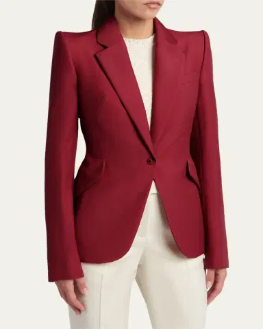 Alexander McQueen Certified Wool Mohair Single-Breasted Jacket | Thumbnail 4 Alexander McQueen Certified Wool Mohair Single-Breasted Jacket | Thumbnail 4