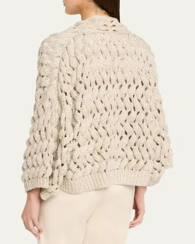 Brunello Cucinelli Paillette Open-Knit Cardigan | Thumbnail 3 Brunello Cucinelli Paillette Open-Knit Cardigan | Thumbnail 3