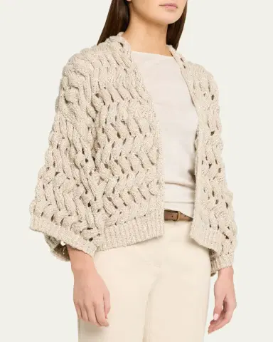 Brunello Cucinelli Paillette Open-Knit Cardigan | Thumbnail 4 Brunello Cucinelli Paillette Open-Knit Cardigan | Thumbnail 4
