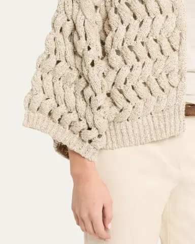 Brunello Cucinelli Paillette Open-Knit Cardigan | Thumbnail 5 Brunello Cucinelli Paillette Open-Knit Cardigan | Thumbnail 5