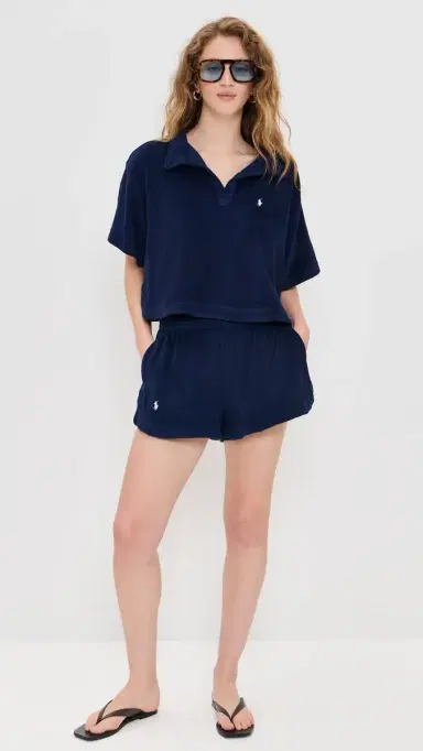 Polo Ralph Lauren Terry Collar Shirt & Short Set Navy | Thumbnail 6 Polo Ralph Lauren Terry Collar Shirt & Short Set Navy | Thumbnail 6