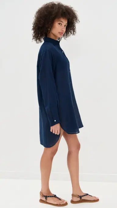 Polo Ralph Lauren Cotton inen Boyfriend Shirt Navy Blue | Thumbnail 4 Polo Ralph Lauren Cotton inen Boyfriend Shirt Navy Blue | Thumbnail 4