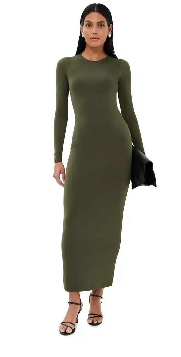 WARDROBE. NYC Sheer ong Sleeve Dress Military WARDROBE. NYC Sheer ong Sleeve Dress Military