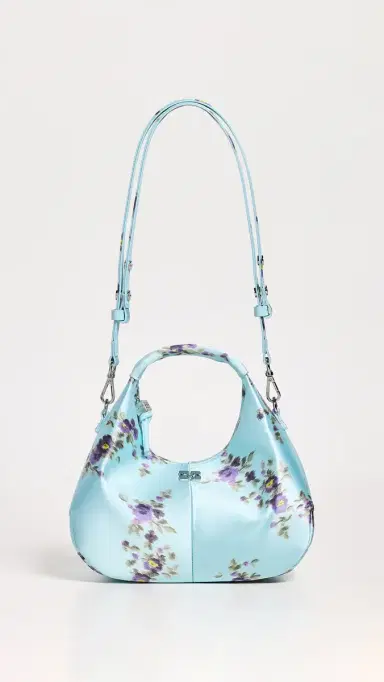 GANNI Hobo Mini Printed Satin Bag Iced Aqua One Size | Thumbnail 2 GANNI Hobo Mini Printed Satin Bag Iced Aqua One Size | Thumbnail 2