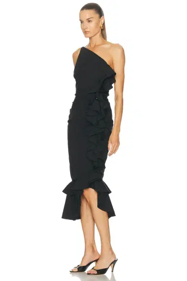 Carolina Herrera One Shoulder Ruched Midi Dress | Thumbnail 3 Carolina Herrera One Shoulder Ruched Midi Dress | Thumbnail 3