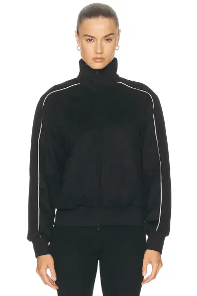 Fear of God ESSENTIALS Signature Vintage Fit Track Suede Fleece Jacket | Thumbnail 1 Fear of God ESSENTIALS Signature Vintage Fit Track Suede Fleece Jacket | Thumbnail 1