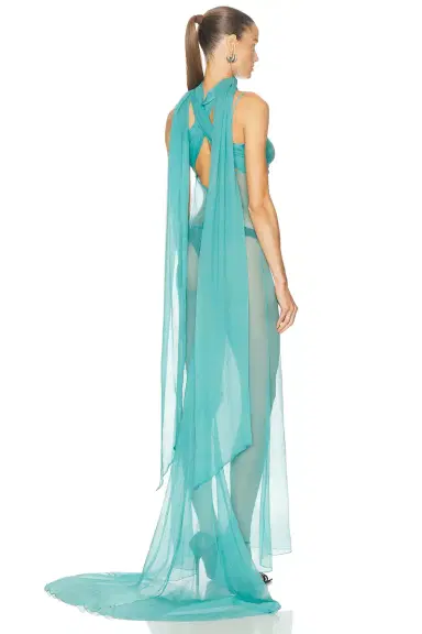 LaQuan Smith Neck Tie Gown | Thumbnail 3 LaQuan Smith Neck Tie Gown | Thumbnail 3