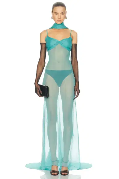 LaQuan Smith Neck Tie Gown | Thumbnail 1 LaQuan Smith Neck Tie Gown | Thumbnail 1