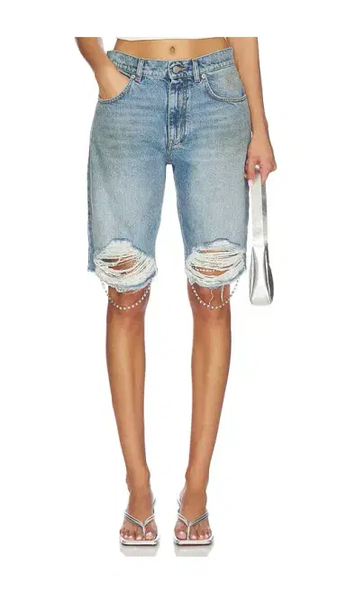 AREA Crystal Fray Jean Short | Thumbnail 1 AREA Crystal Fray Jean Short | Thumbnail 1