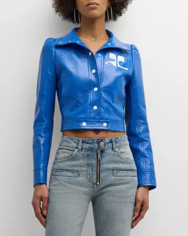 Courrèges Textured Vinyl Crop Jacket | Thumbnail 4 Courrèges Textured Vinyl Crop Jacket | Thumbnail 4