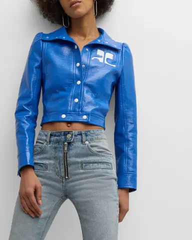 Courrèges Textured Vinyl Crop Jacket | Thumbnail 7 Courrèges Textured Vinyl Crop Jacket | Thumbnail 7