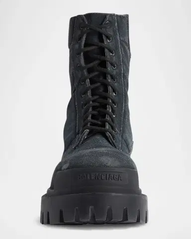 Balenciaga Men 's Strike Bootie Lace-Up Canvas Ankle Boots | Thumbnail 4 Balenciaga Men 's Strike Bootie Lace-Up Canvas Ankle Boots | Thumbnail 4