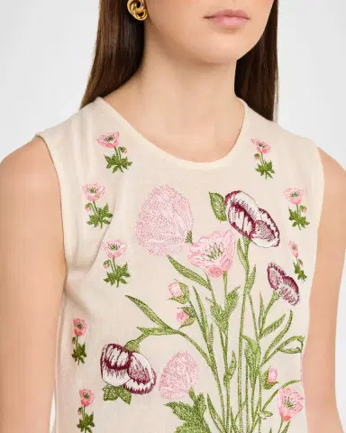 Giambattista Valli Floral Embroidered Cashmere-Silk Knit Tank Top | Thumbnail 5 Giambattista Valli Floral Embroidered Cashmere-Silk Knit Tank Top | Thumbnail 5