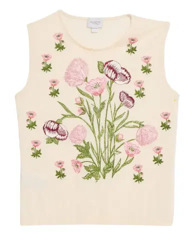 Giambattista Valli Floral Embroidered Cashmere-Silk Knit Tank Top | Thumbnail 1 Giambattista Valli Floral Embroidered Cashmere-Silk Knit Tank Top | Thumbnail 1