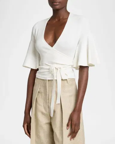 Jacquemus La Maille Paysan Bell-Sleeve Wrap Top | Thumbnail 4 Jacquemus La Maille Paysan Bell-Sleeve Wrap Top | Thumbnail 4
