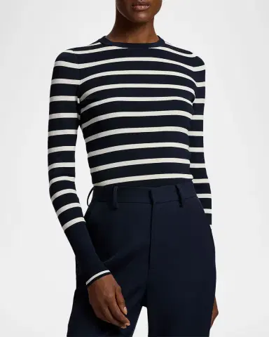 Ralph Lauren Collection Striped Silk-Blend Crewneck Sweater | Thumbnail 3 Ralph Lauren Collection Striped Silk-Blend Crewneck Sweater | Thumbnail 3