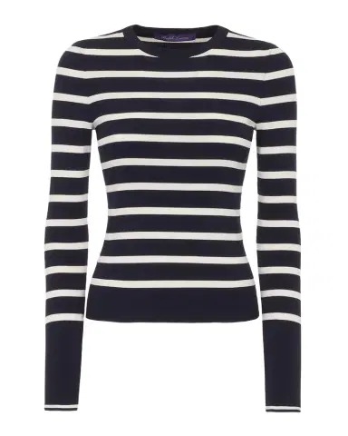 Ralph Lauren Collection Striped Silk-Blend Crewneck Sweater | Thumbnail 1 Ralph Lauren Collection Striped Silk-Blend Crewneck Sweater | Thumbnail 1