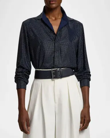 Ralph Lauren Collection Adrien Relaxed Fit Embellished Shirt | Thumbnail 2 Ralph Lauren Collection Adrien Relaxed Fit Embellished Shirt | Thumbnail 2
