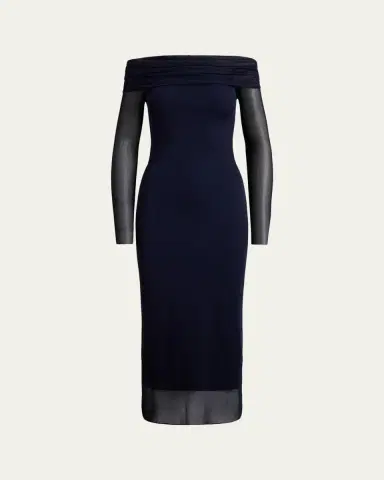 Ralph Lauren Collection Audria Off-The-Shoulder Jersey Midi Cocktail Dress | Thumbnail 3 Ralph Lauren Collection Audria Off-The-Shoulder Jersey Midi Cocktail Dress | Thumbnail 3
