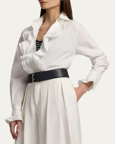 Ralph Lauren Collection Addison Ruffle-Trim Broadcloth Shirt | Thumbnail 7 Ralph Lauren Collection Addison Ruffle-Trim Broadcloth Shirt | Thumbnail 7