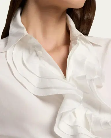 Ralph Lauren Collection Addison Ruffle-Trim Broadcloth Shirt | Thumbnail 8 Ralph Lauren Collection Addison Ruffle-Trim Broadcloth Shirt | Thumbnail 8